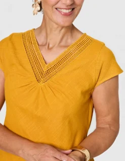 Robe gaze coton ocre