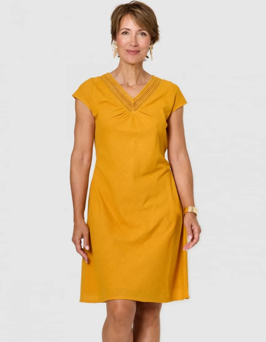 Robe gaze coton ocre