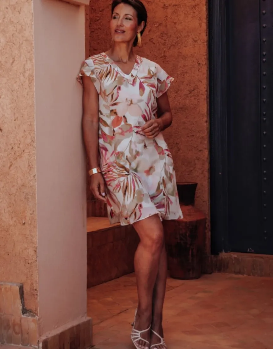 Robe imprimé beige rose