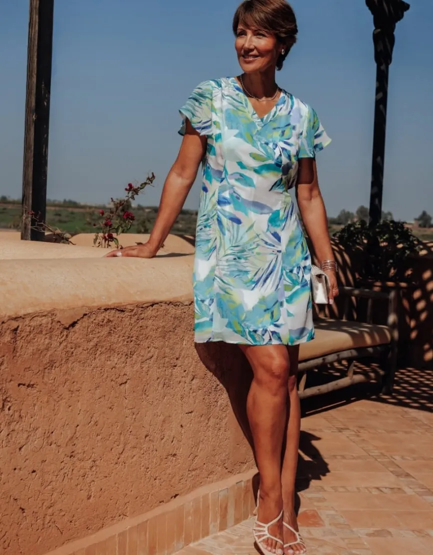 Robe imprimé bleu blanc
