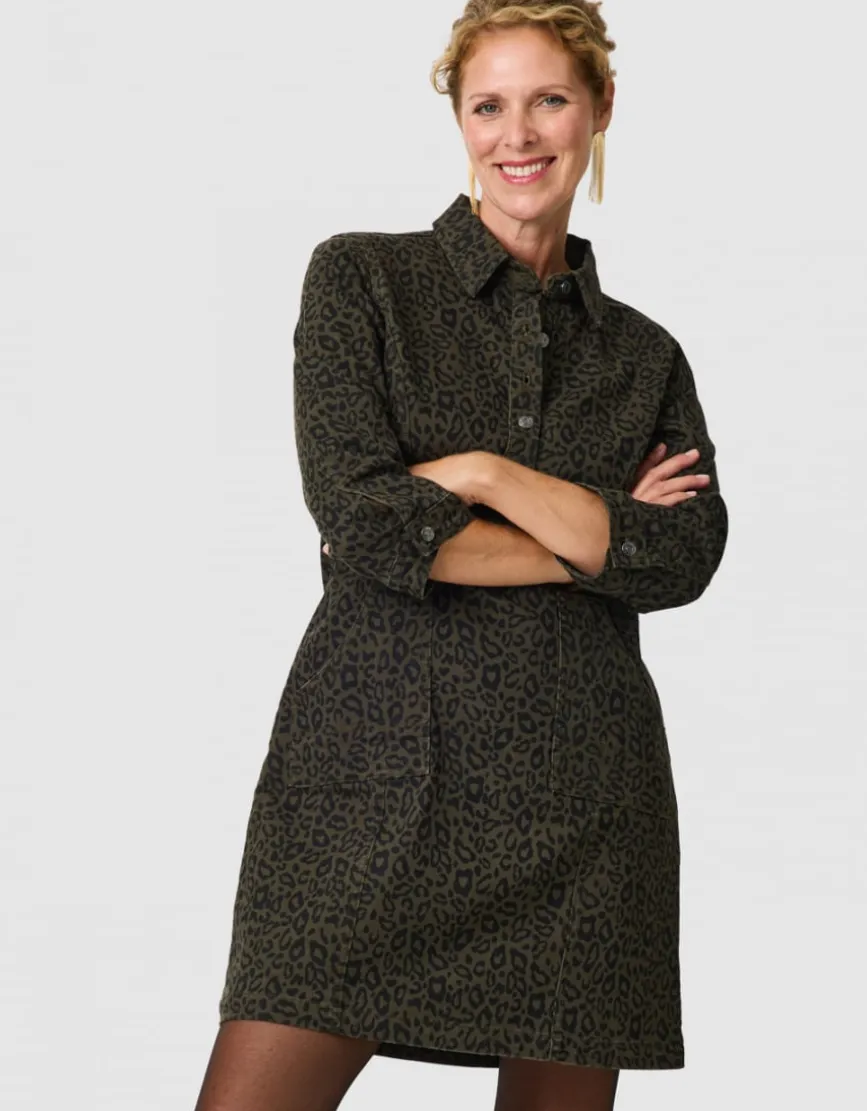 Robe imprimée coton vert