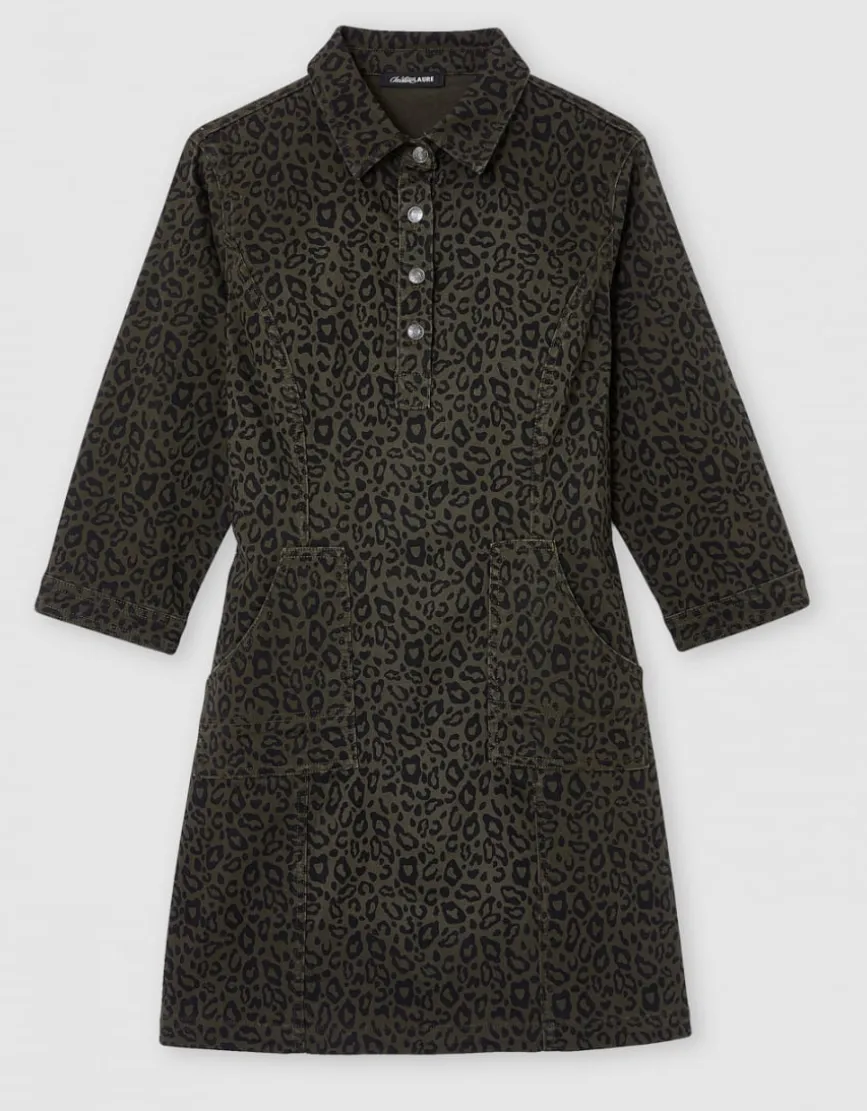 Robe imprimée coton vert