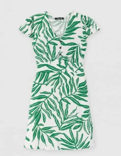 Robe imprimé vert blanc