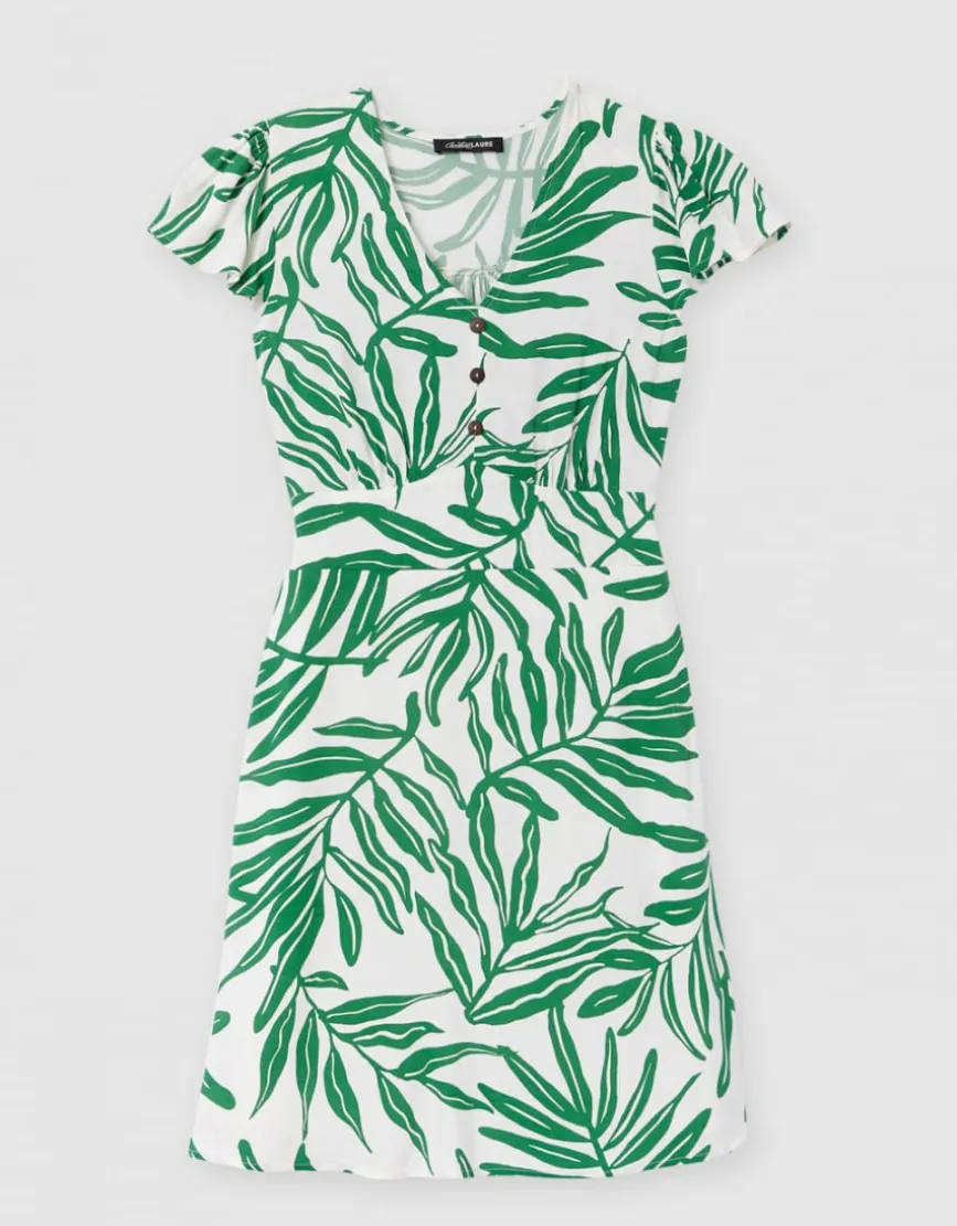 Robe imprimé vert blanc