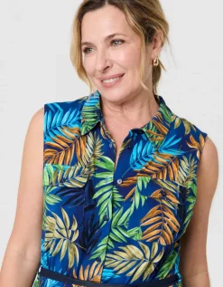 Robe jersey motif bleu