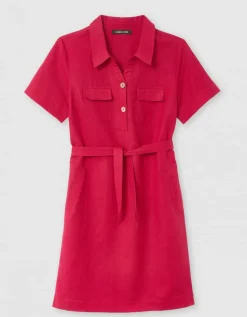 Robe lin coton rose