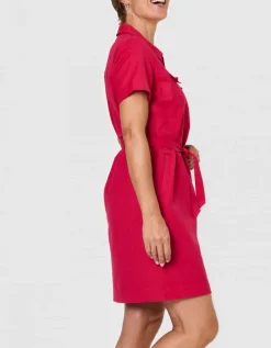 Robe lin coton rose