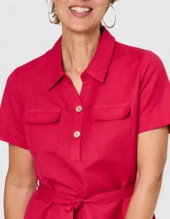 Robe lin coton rose