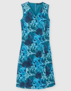 Robe longue motif bleu