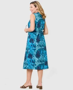 Robe longue motif bleu