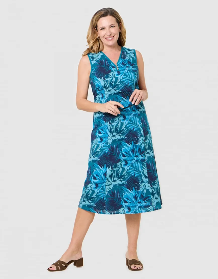 Robe longue motif bleu