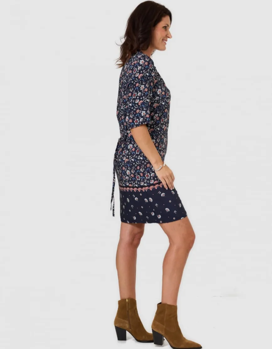 Robe motif bleu marine