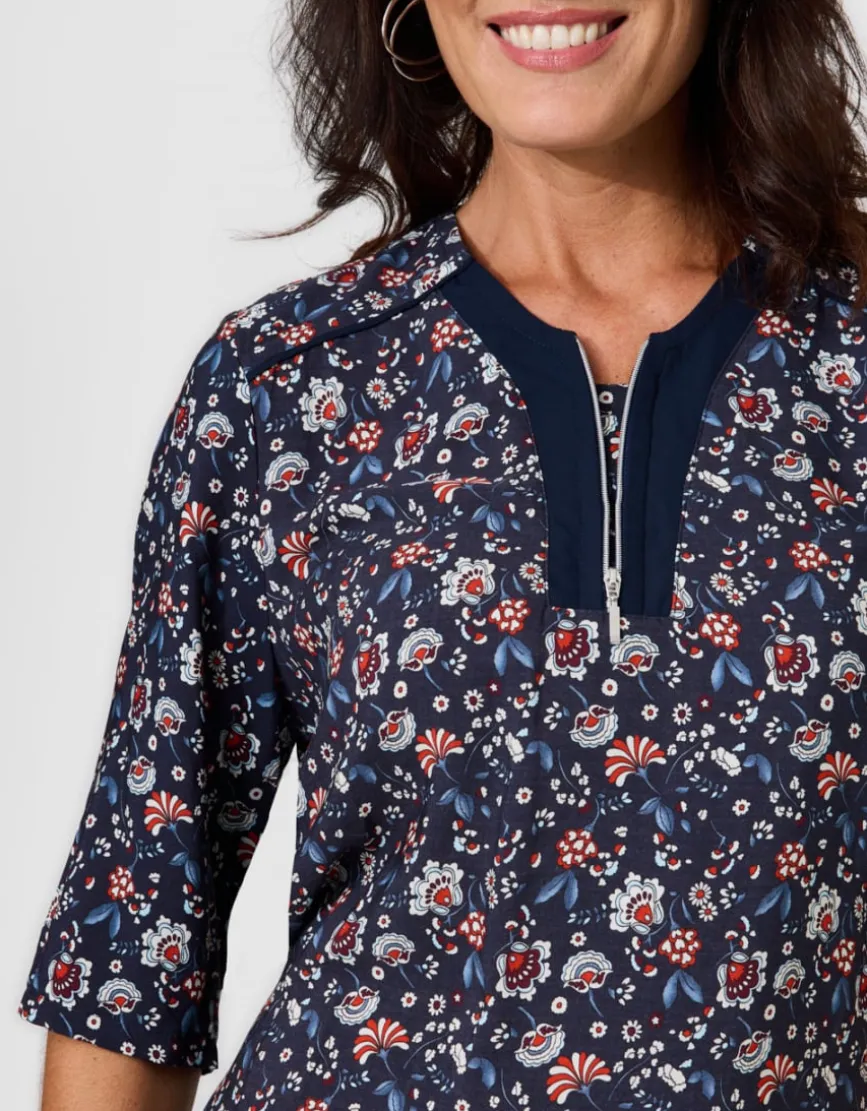 Robe motif bleu marine
