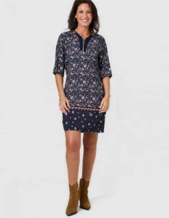 Robe motif bleu marine