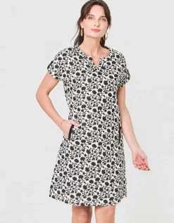 Robe motif coton beige