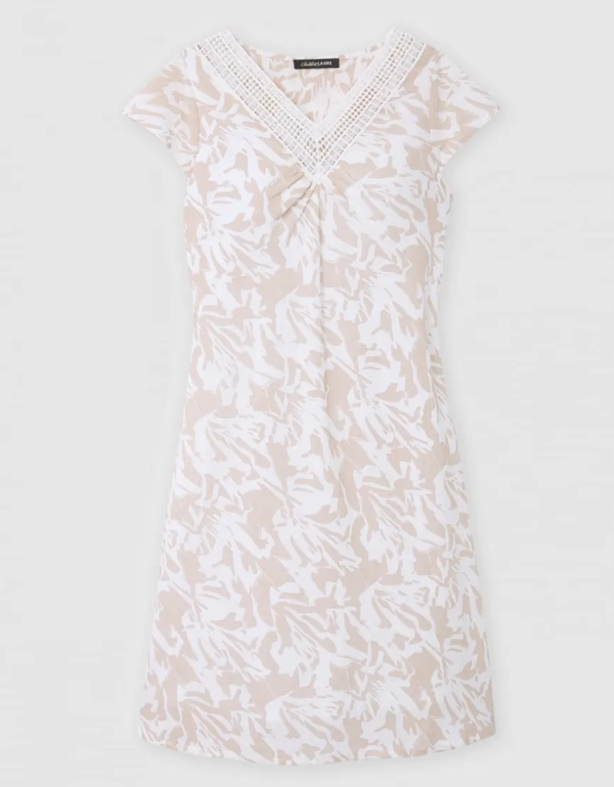 Robe motif coton beige