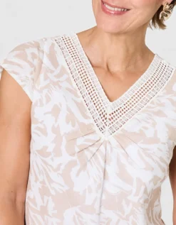 Robe motif coton beige