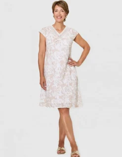 Robe motif coton beige