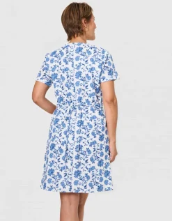 Robe motif coton bleu