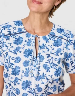 Robe motif coton bleu