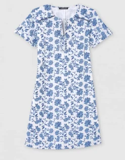 Robe motif coton bleu