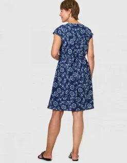 Robe motif coton marine