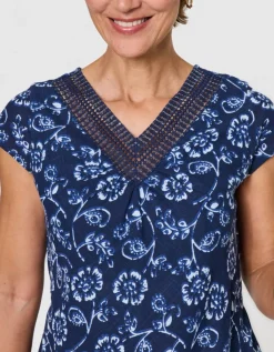 Robe motif coton marine