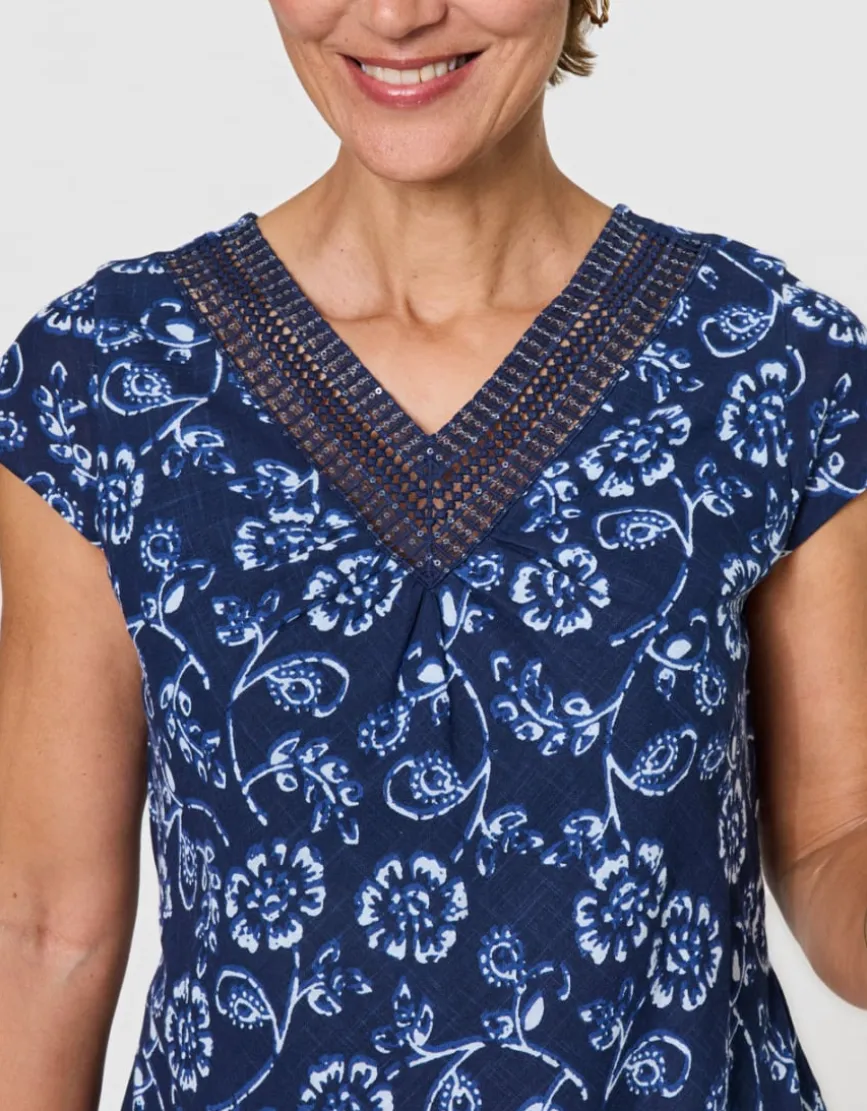 Robe motif coton marine