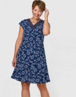 Robe motif coton marine