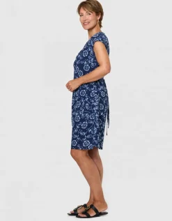 Robe motif coton marine