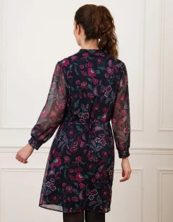 Robe motif floral rose