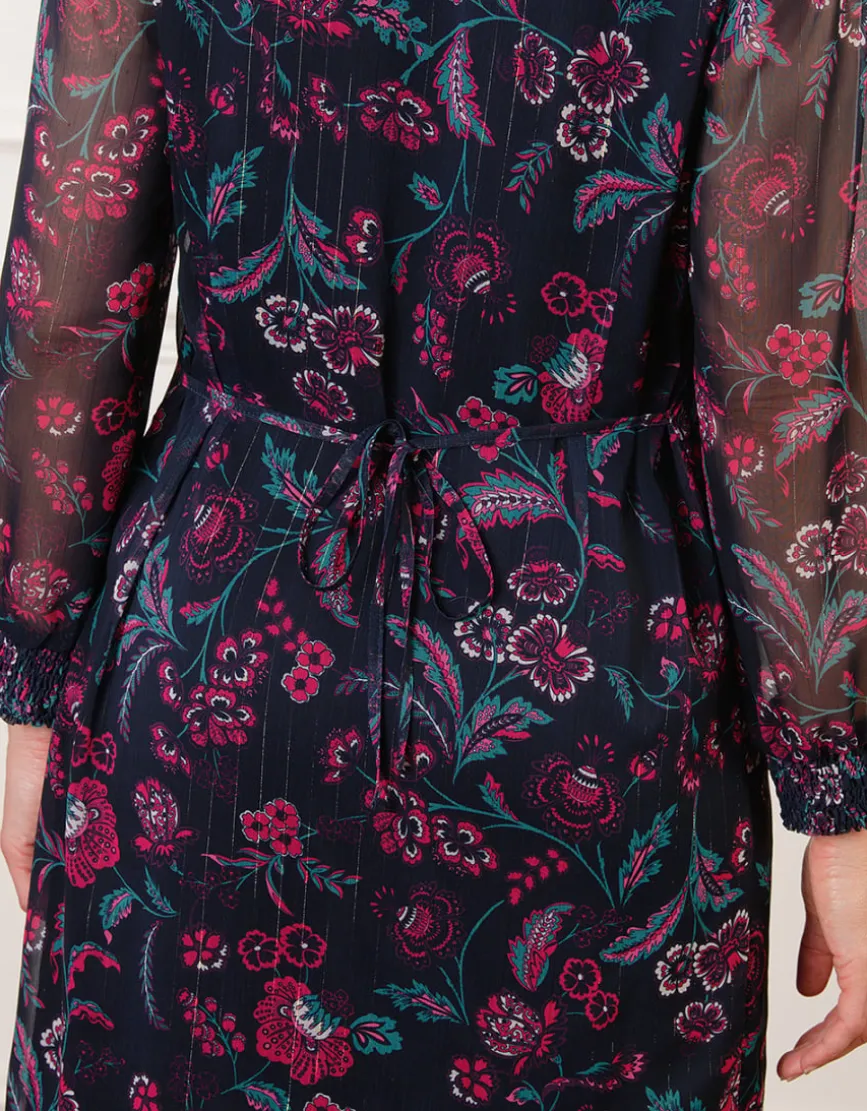 Robe motif floral rose