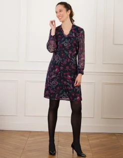 Robe motif floral rose