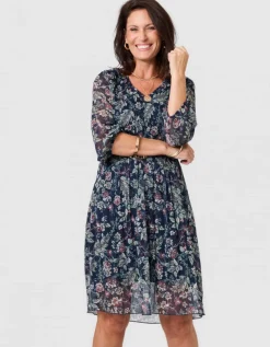 Robe plissée motif marine