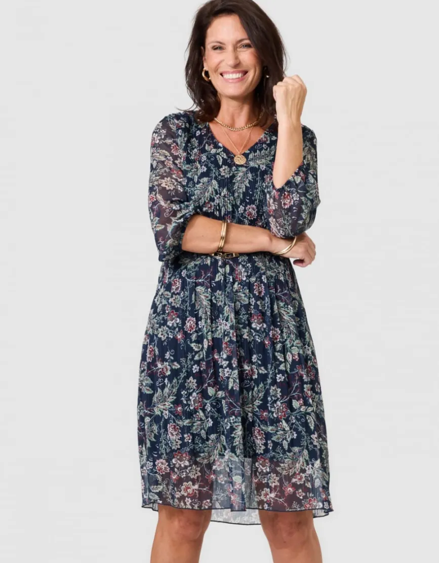 Robe plissée motif marine