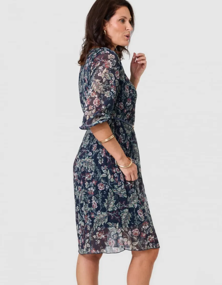 Robe plissée motif marine