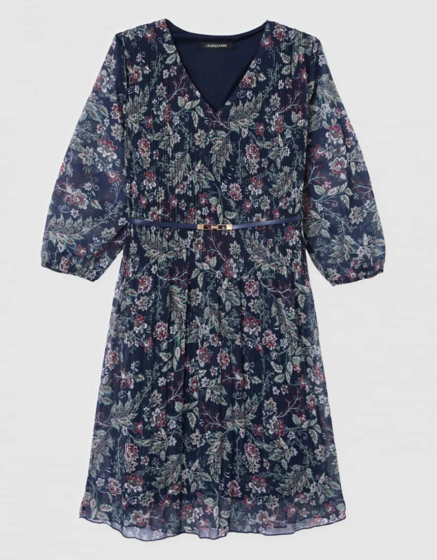 Robe plissée motif marine