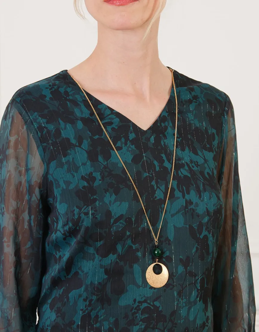 Robe voile motif végétal