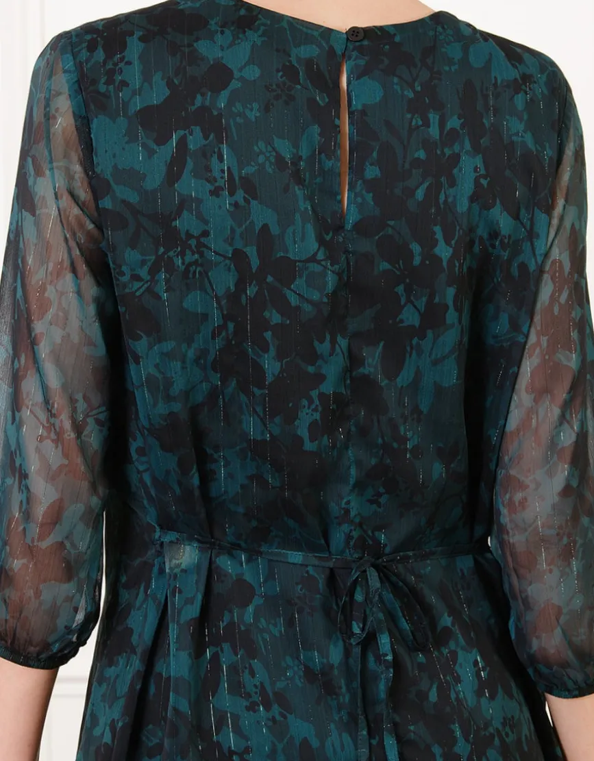 Robe voile motif végétal