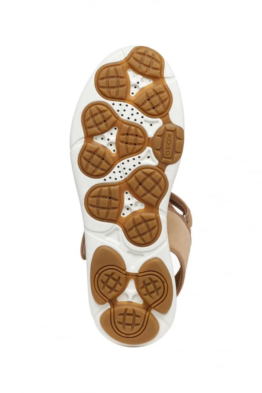 Sandale plate cuir beige GEOX