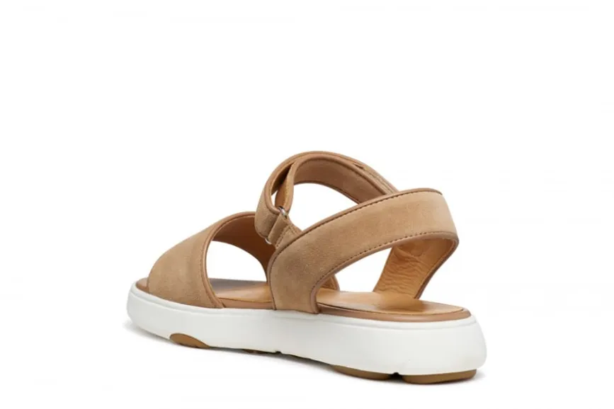 Sandale plate cuir beige GEOX