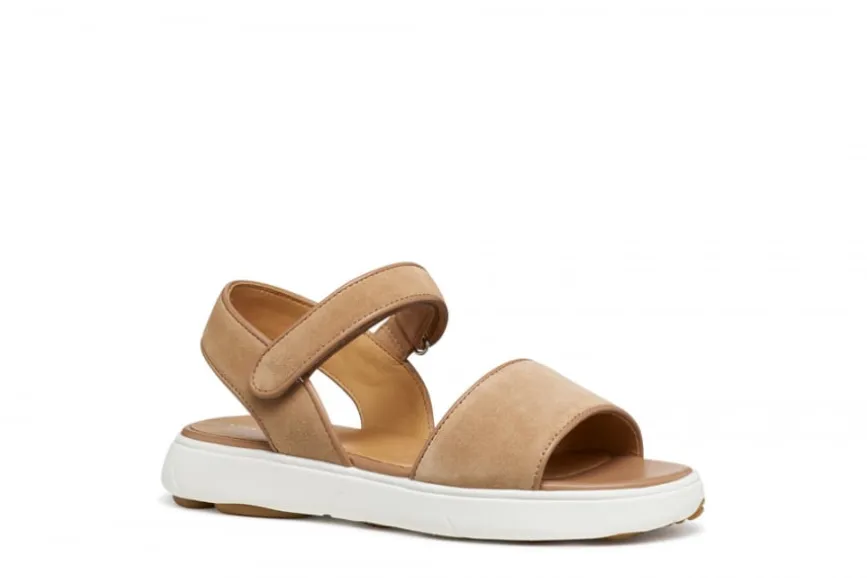 Sandale plate cuir beige GEOX