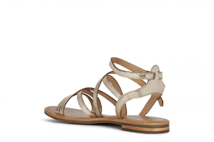 Sandale plate doré cuir GEOX