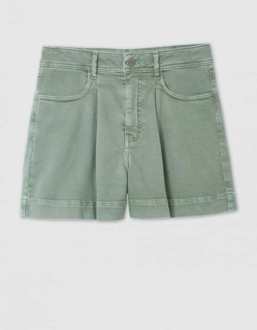 Short jean coton kaki