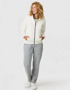 Sweat zippé capuche écru