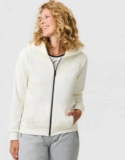 Sweat zippé capuche écru