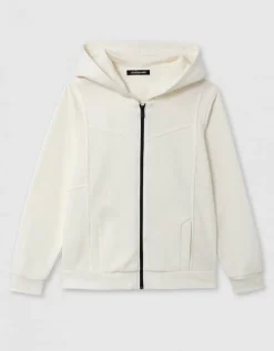 Sweat zippé capuche écru