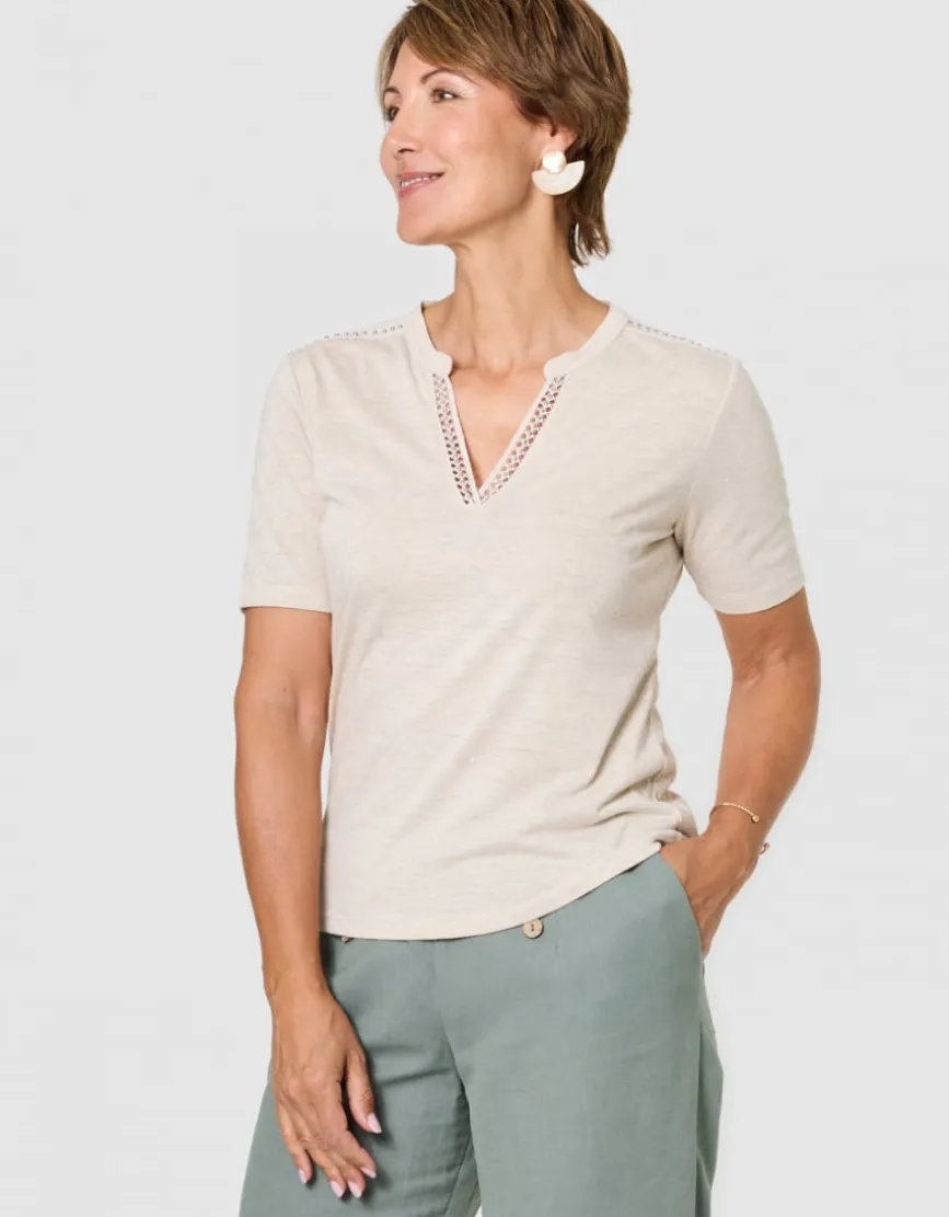 T-shirt ajouré beige