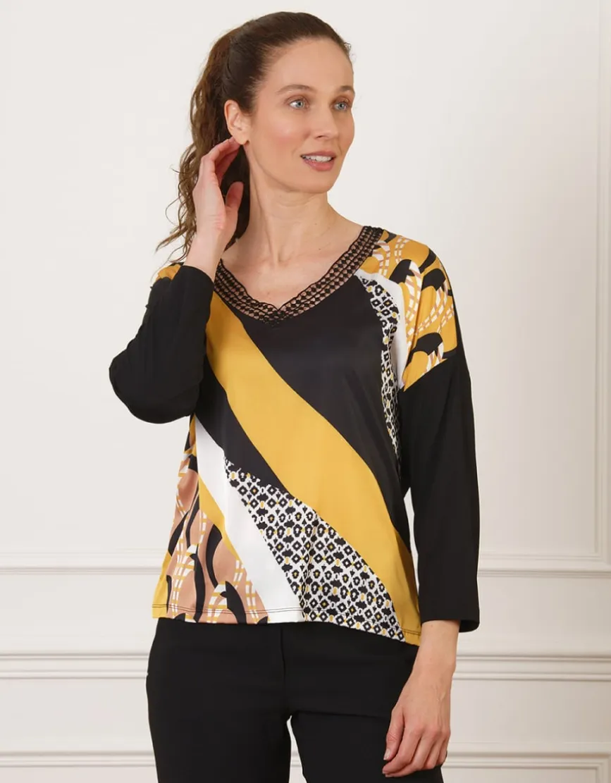 T-shirt bi-matière ocre