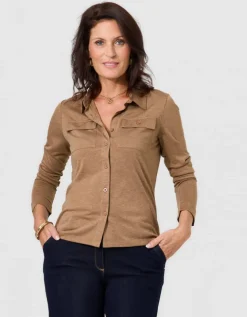 T-shirt boutons beige